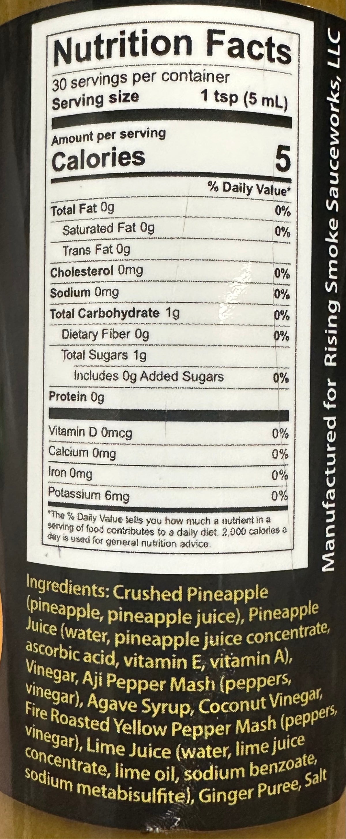 Rising Smoke Pineapple Oasis Hot Sauce (No Sodium)